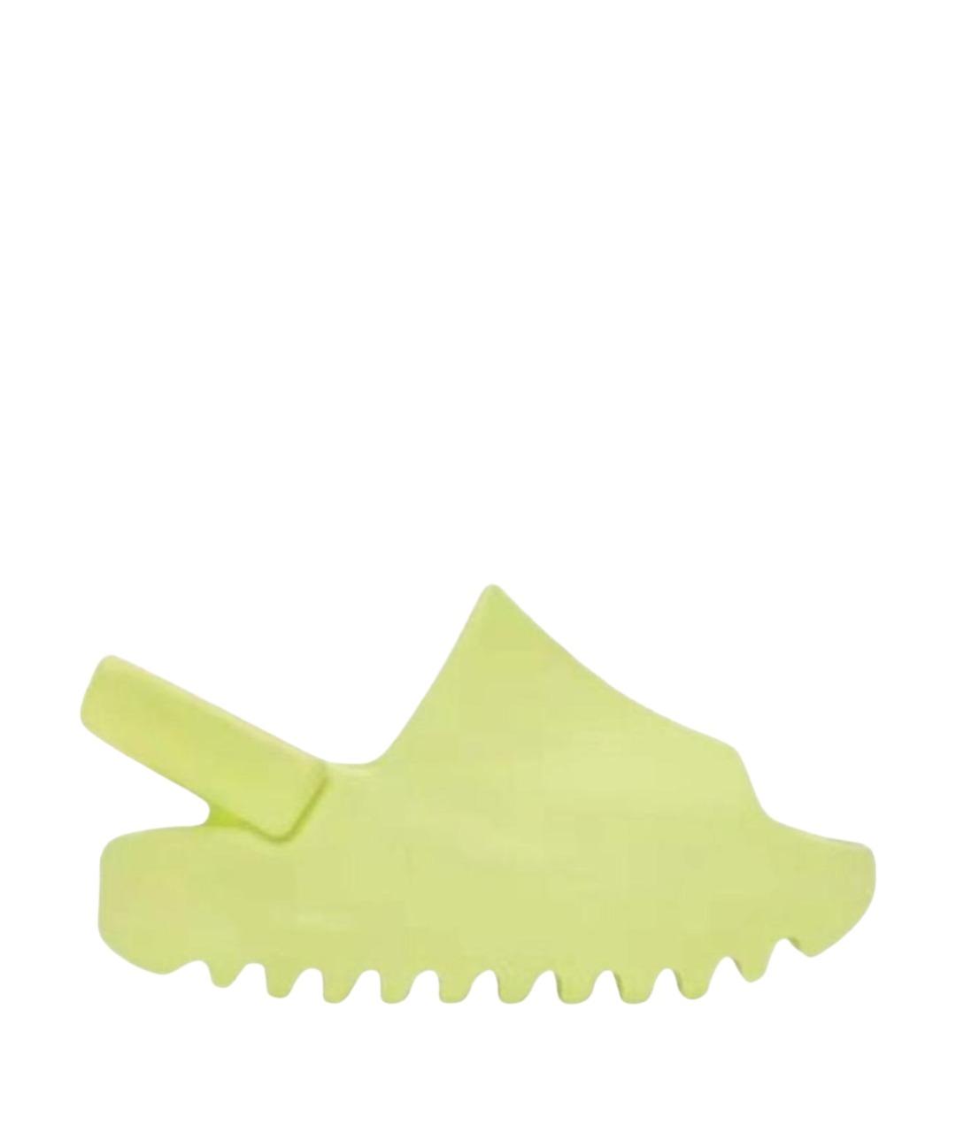 ADIDAS YEEZY Зеленые резиновые сандалии и шлепанцы, фото 1