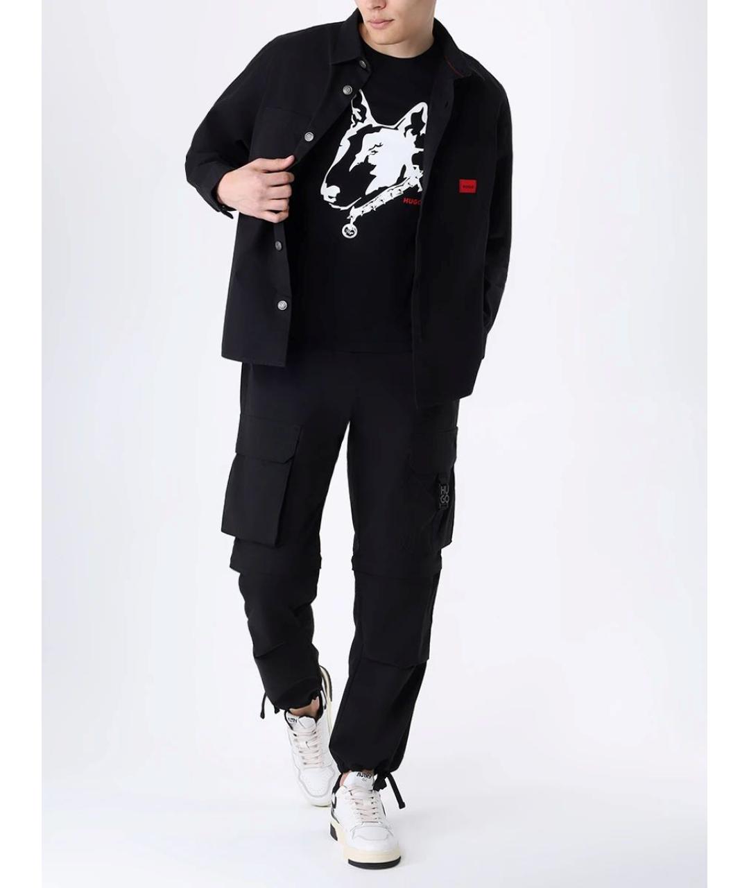 HUGO Черная хлопковая футболка, фото 9