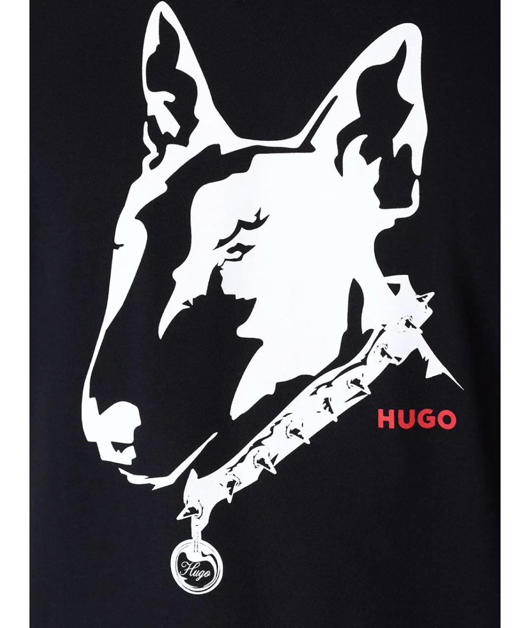 HUGO Черная хлопковая футболка, фото 2