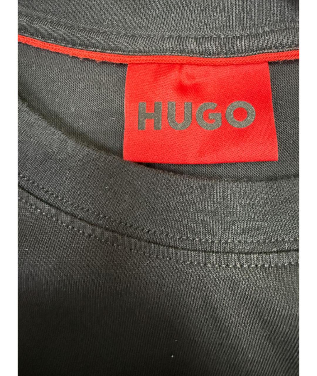 HUGO Черная хлопковая футболка, фото 5