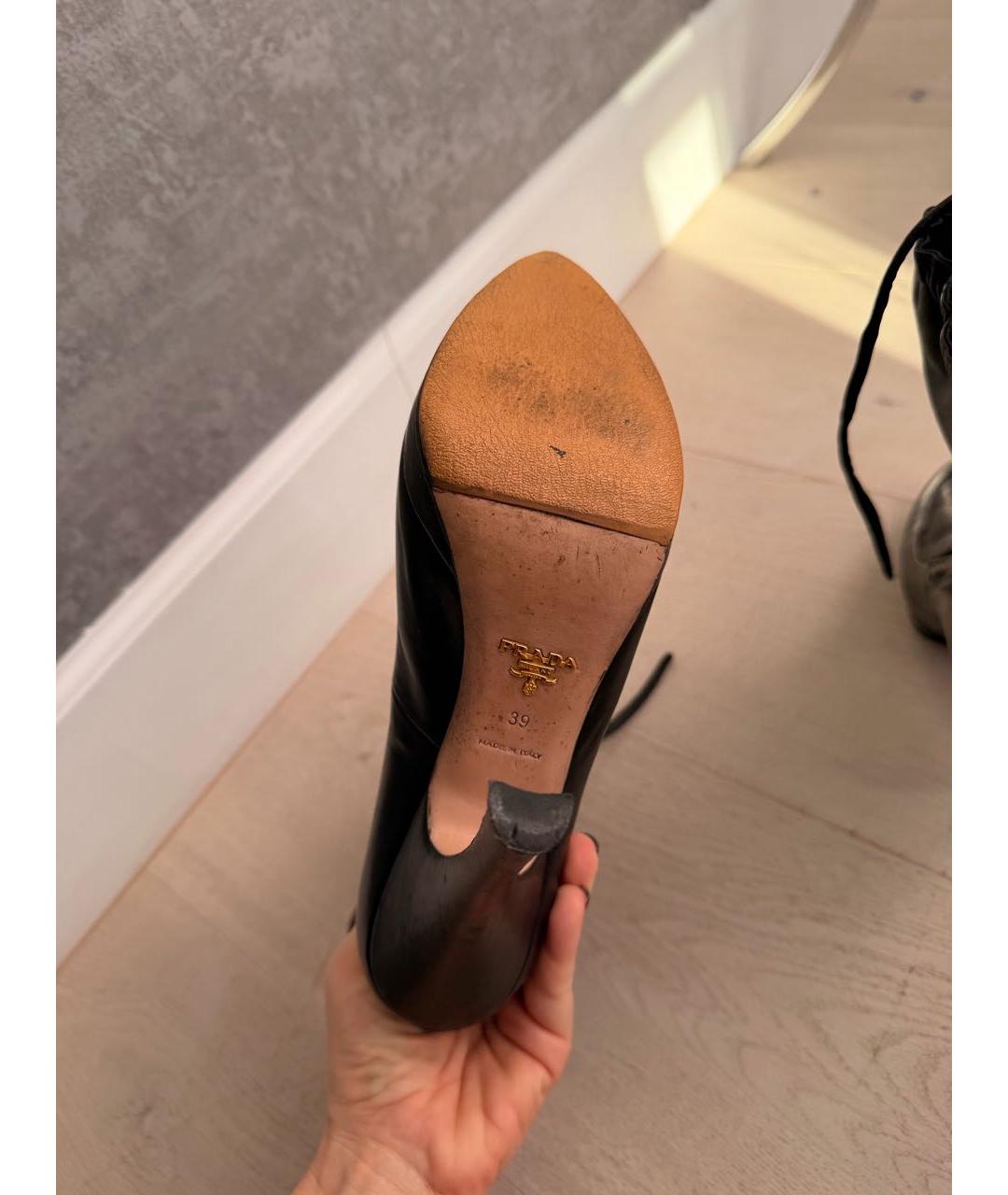 PRADA Черные кожаные ботильоны, фото 5