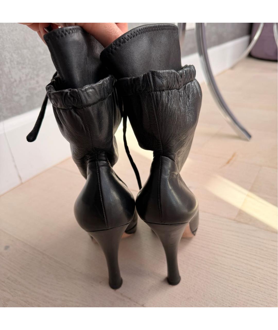 PRADA Черные кожаные ботильоны, фото 4