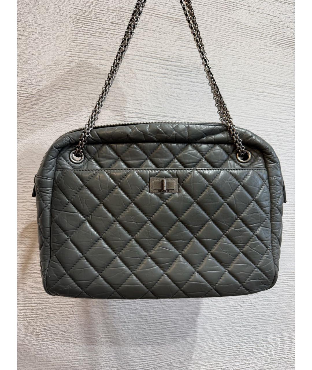 CHANEL Серая кожаная сумка через плечо, фото 9