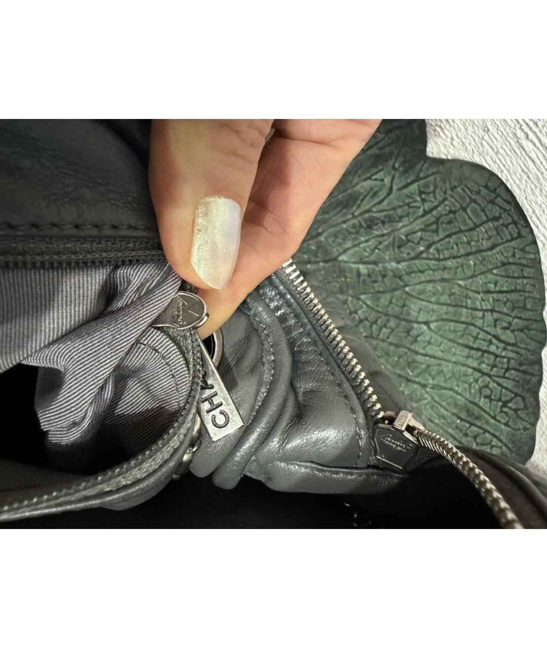 CHANEL Серая кожаная сумка через плечо, фото 7