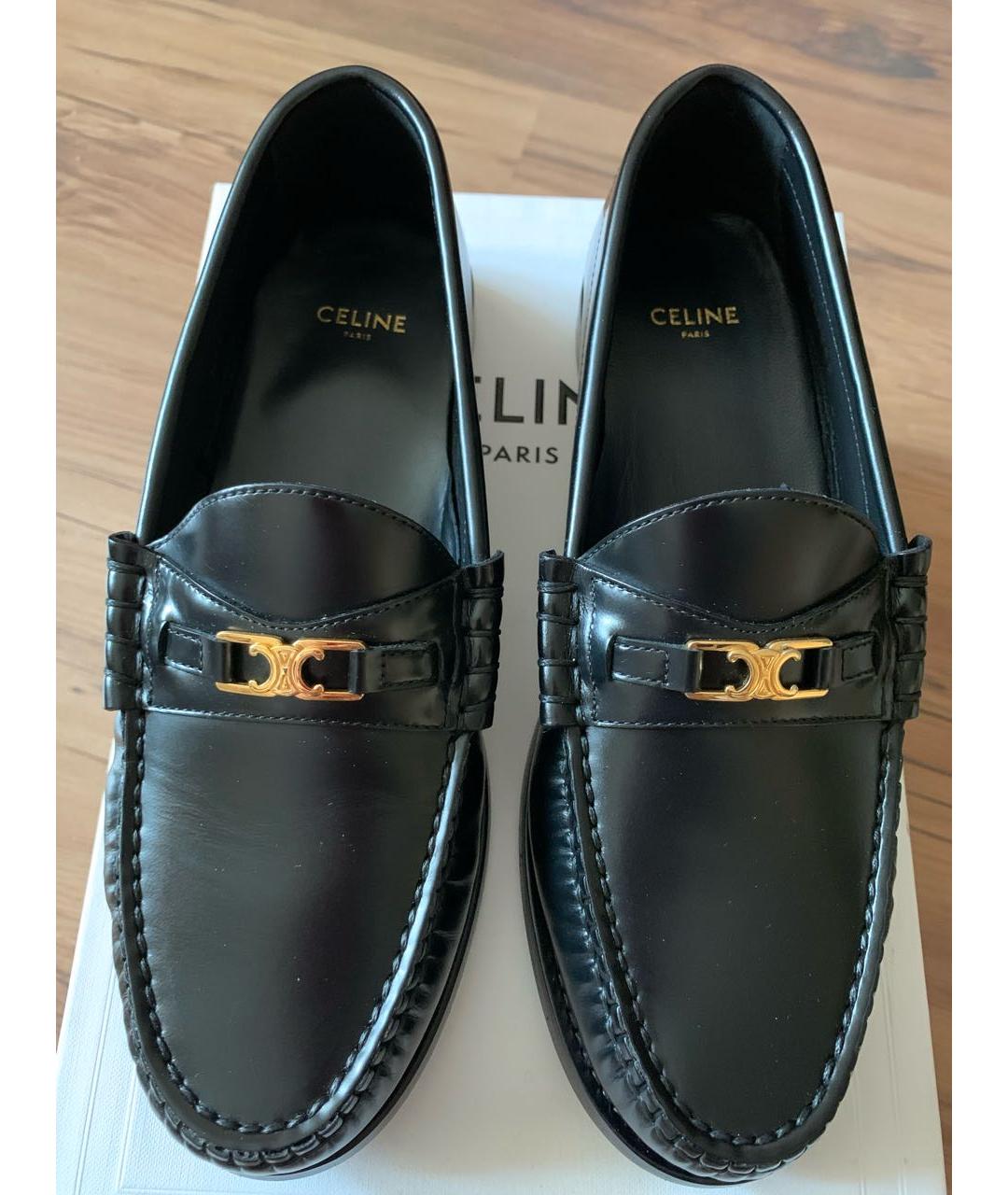 CELINE Черные кожаные лоферы, фото 2