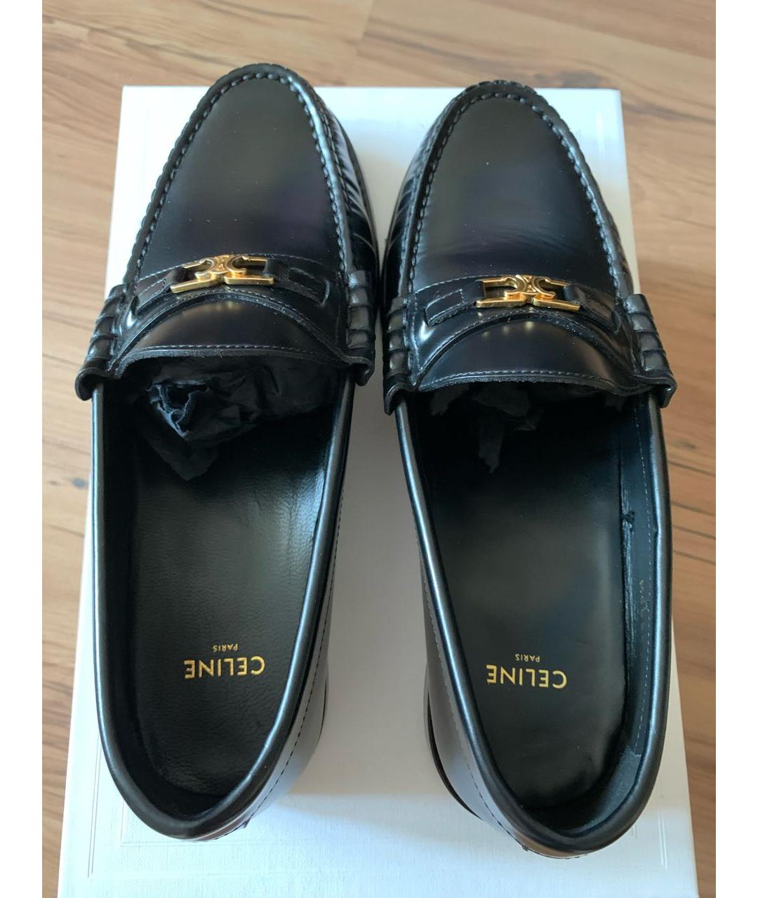 CELINE Черные кожаные лоферы, фото 3