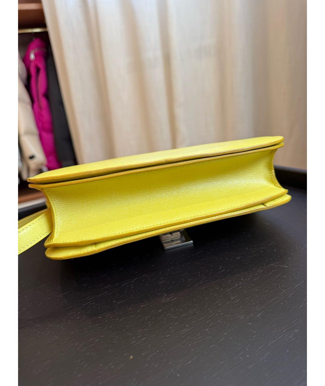 CELINE Желтая кожаная сумка через плечо, фото 5