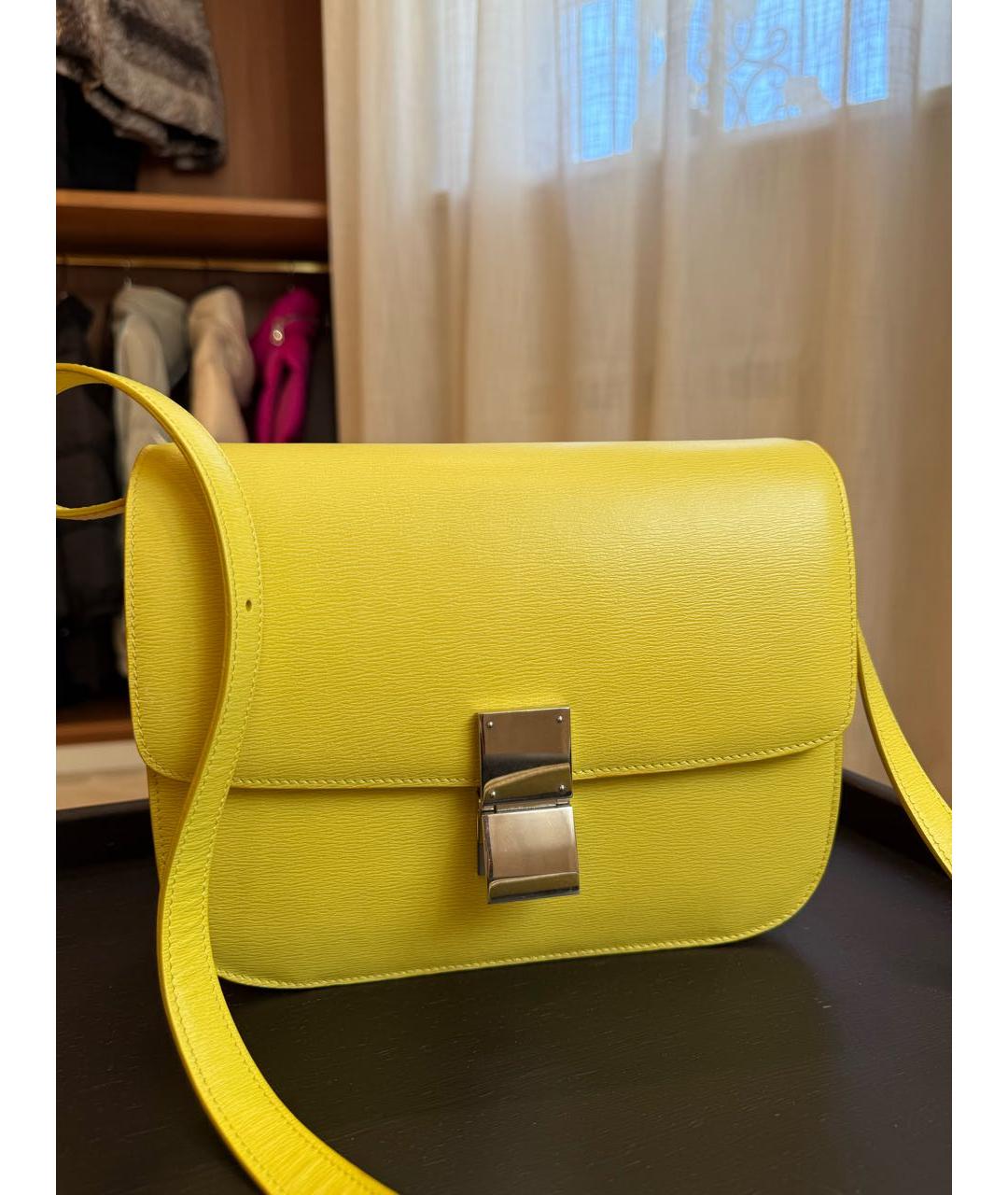 CELINE Желтая кожаная сумка через плечо, фото 7