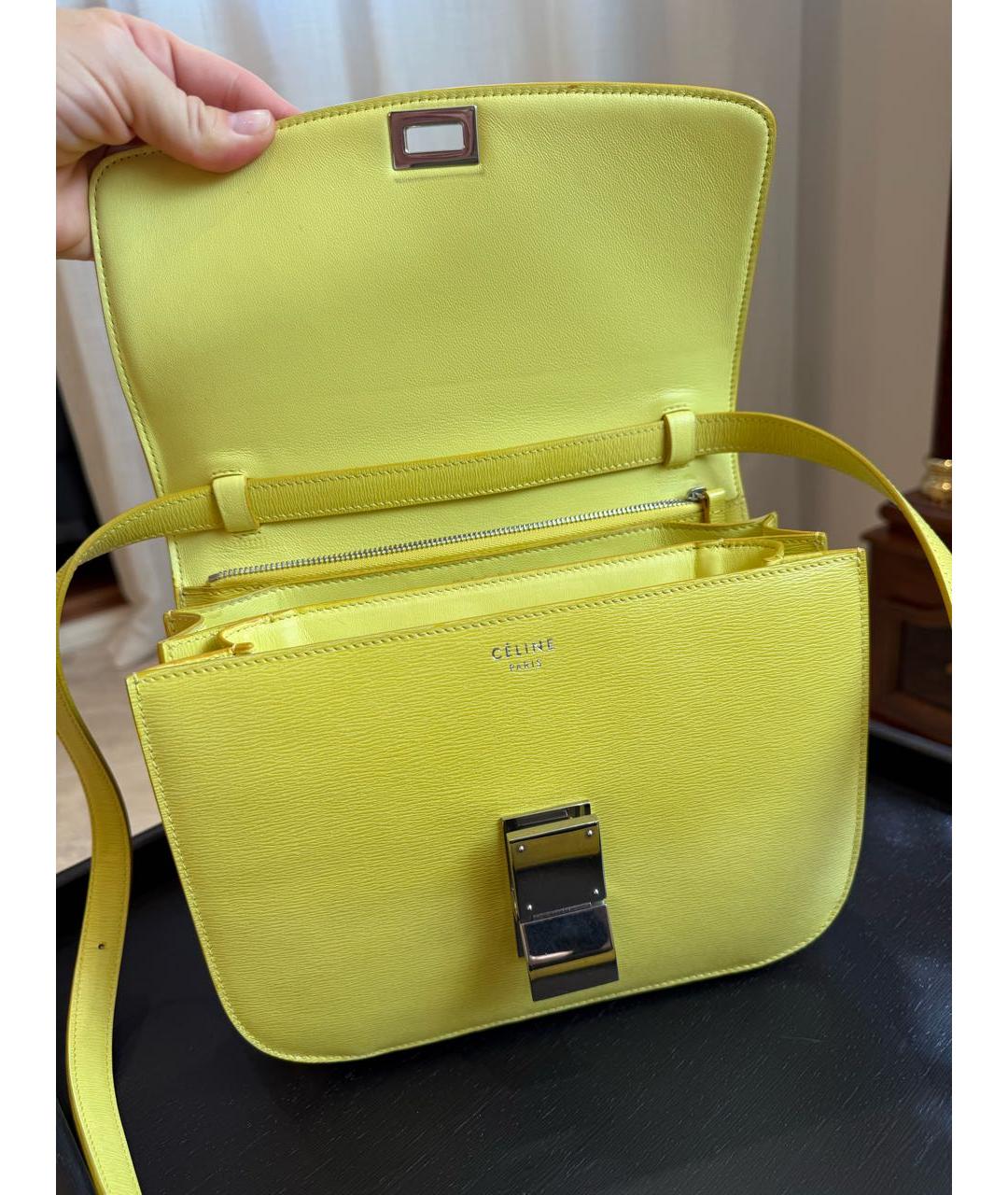 CELINE Желтая кожаная сумка через плечо, фото 3