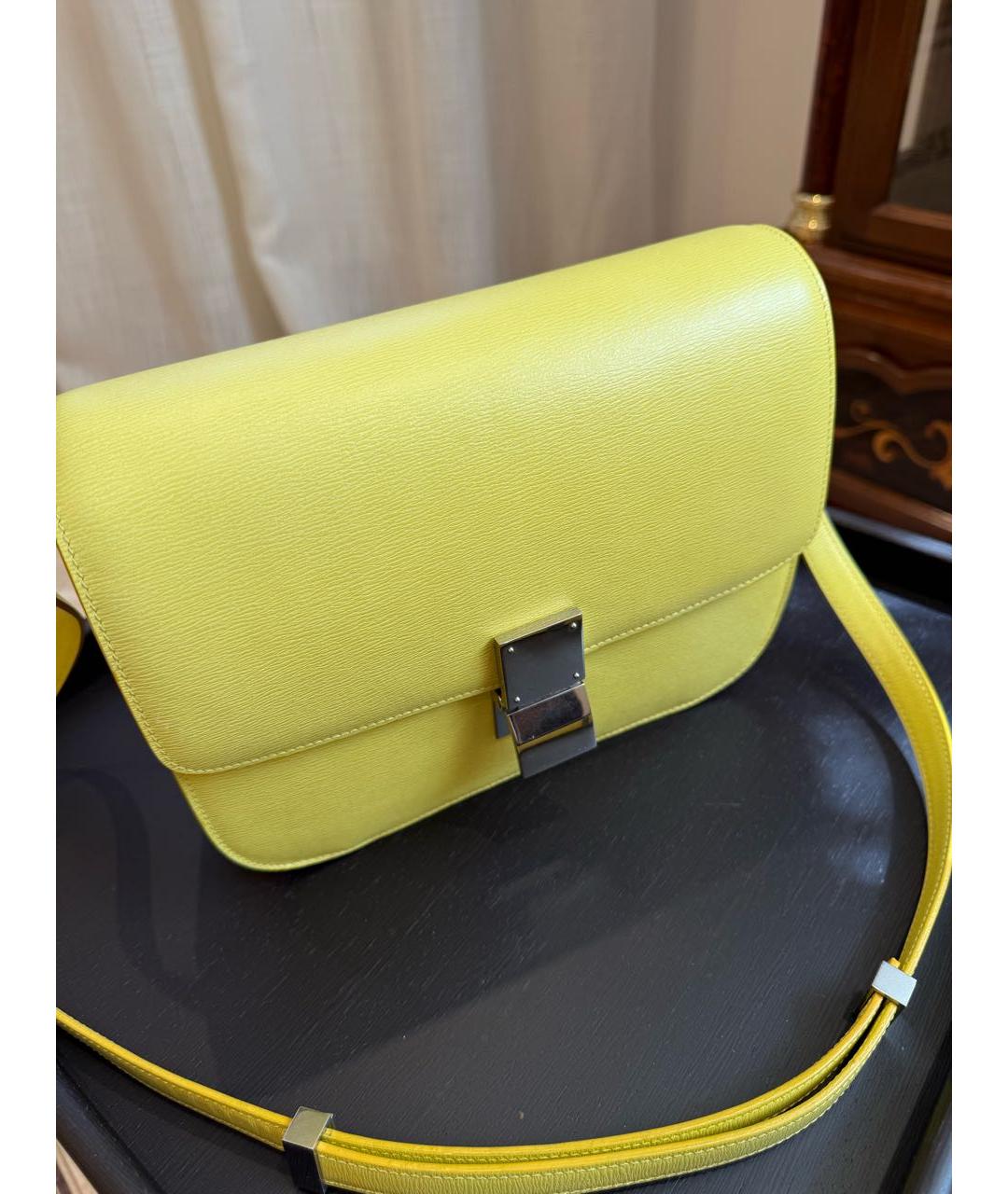 CELINE Желтая кожаная сумка через плечо, фото 2