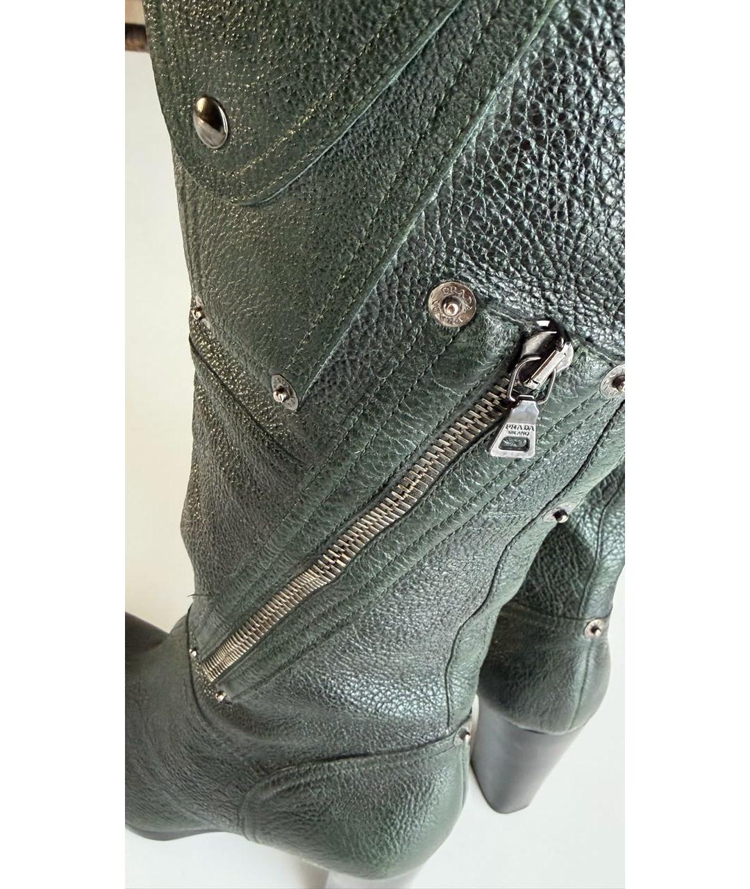 PRADA Зеленые кожаные сапоги, фото 5