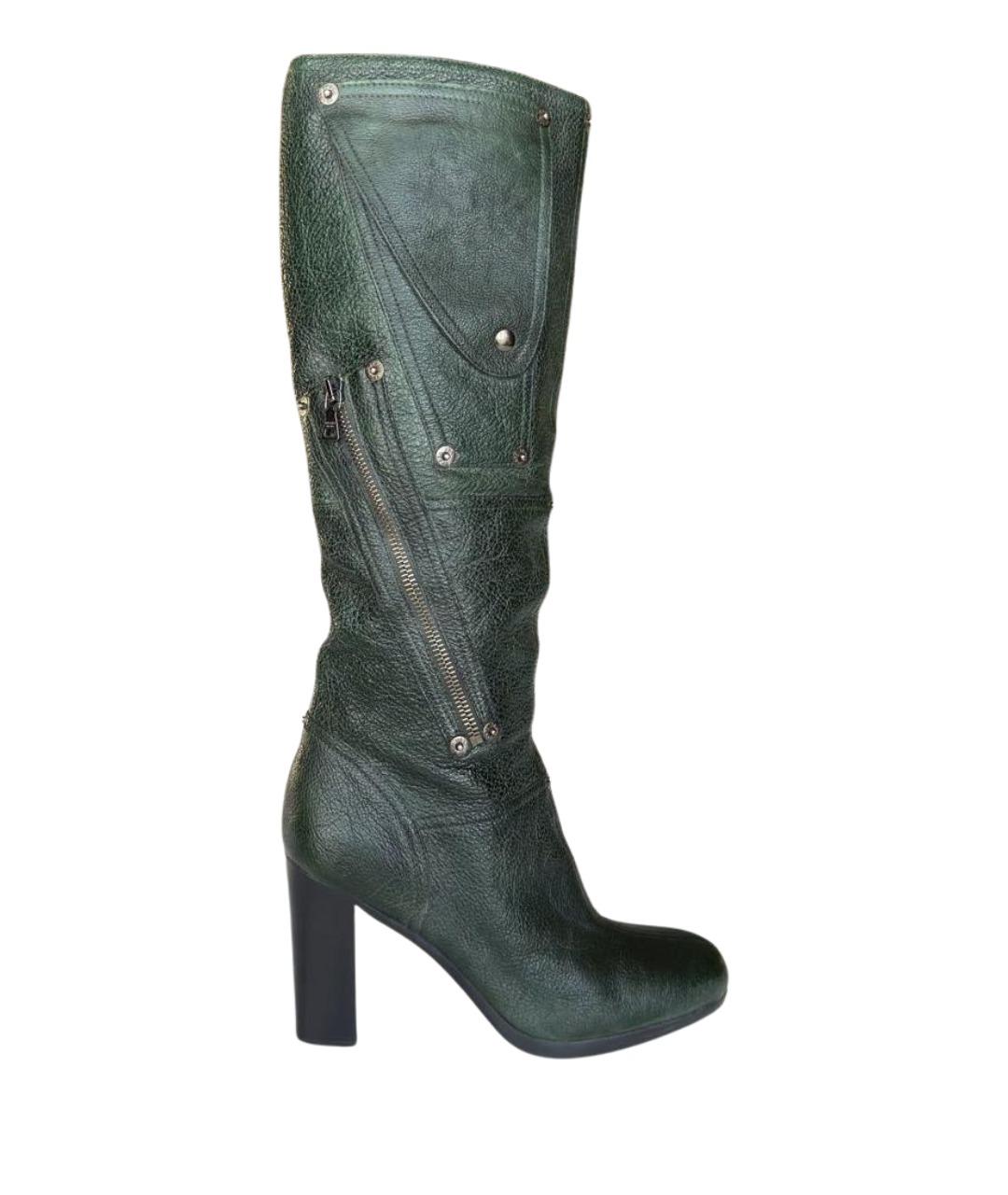 PRADA Зеленые кожаные сапоги, фото 1