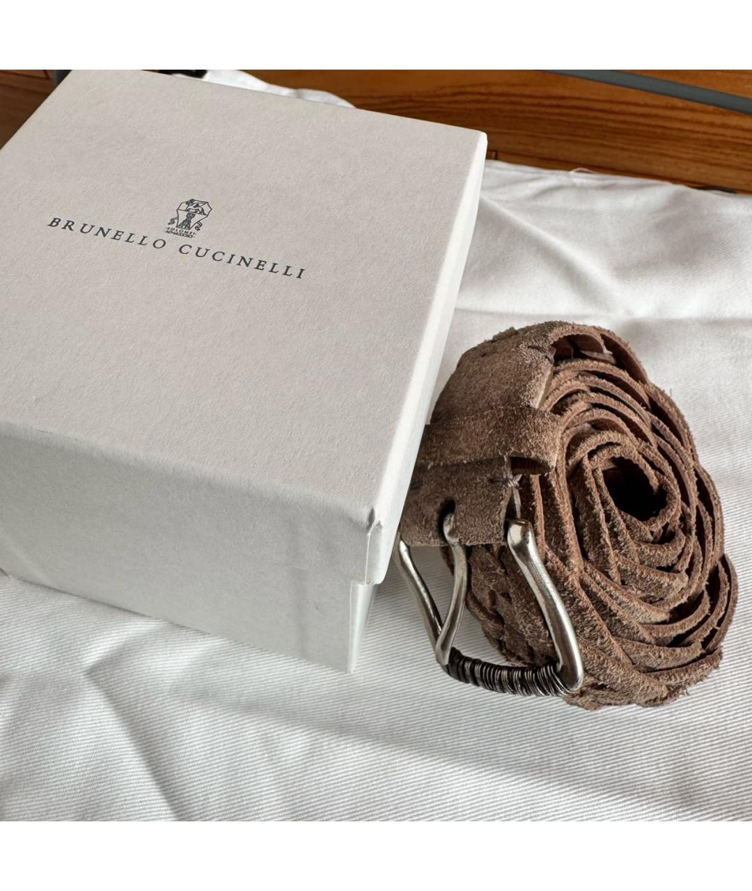 BRUNELLO CUCINELLI Бежевый кожаный ремень, фото 4