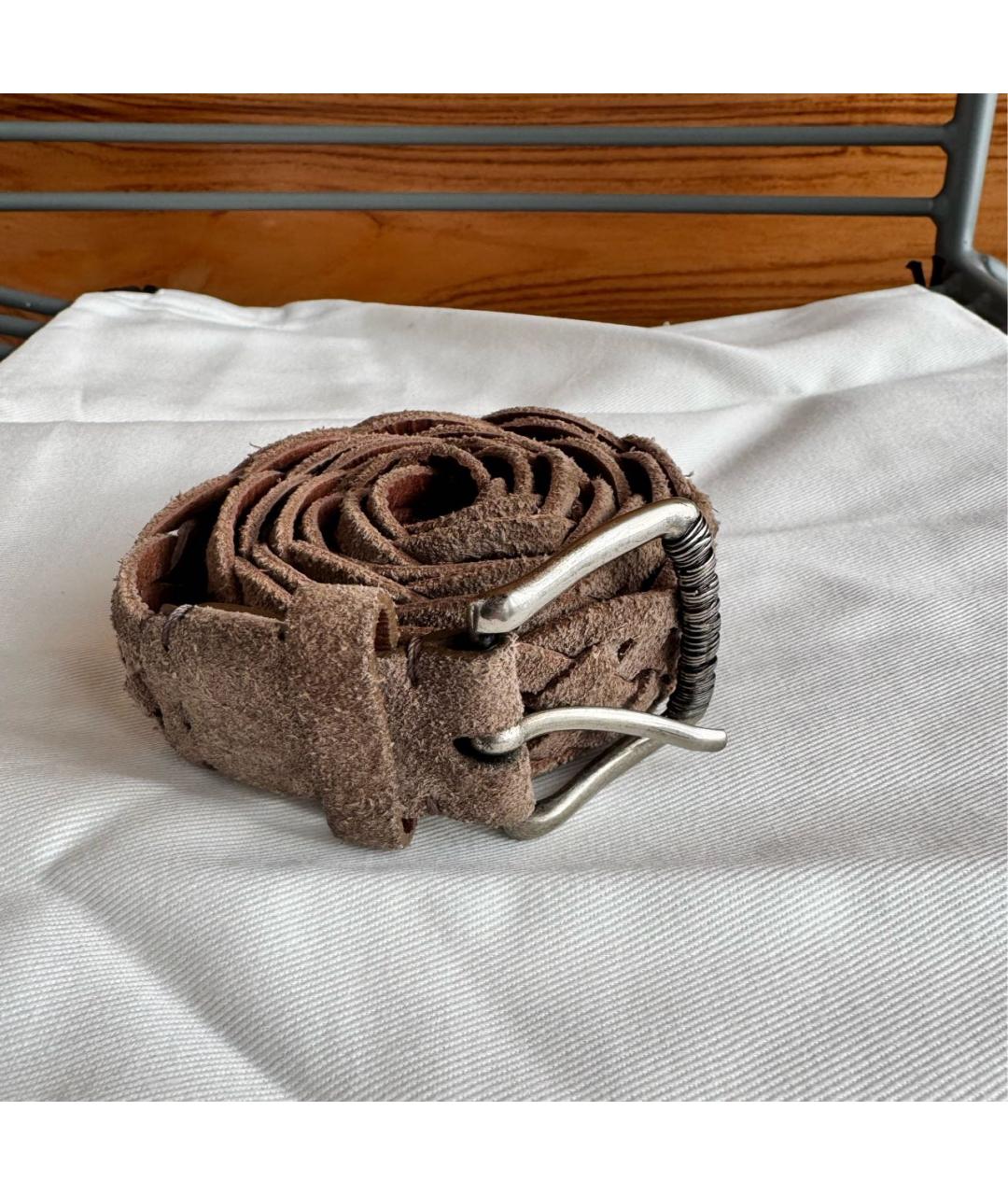 BRUNELLO CUCINELLI Бежевый кожаный ремень, фото 7