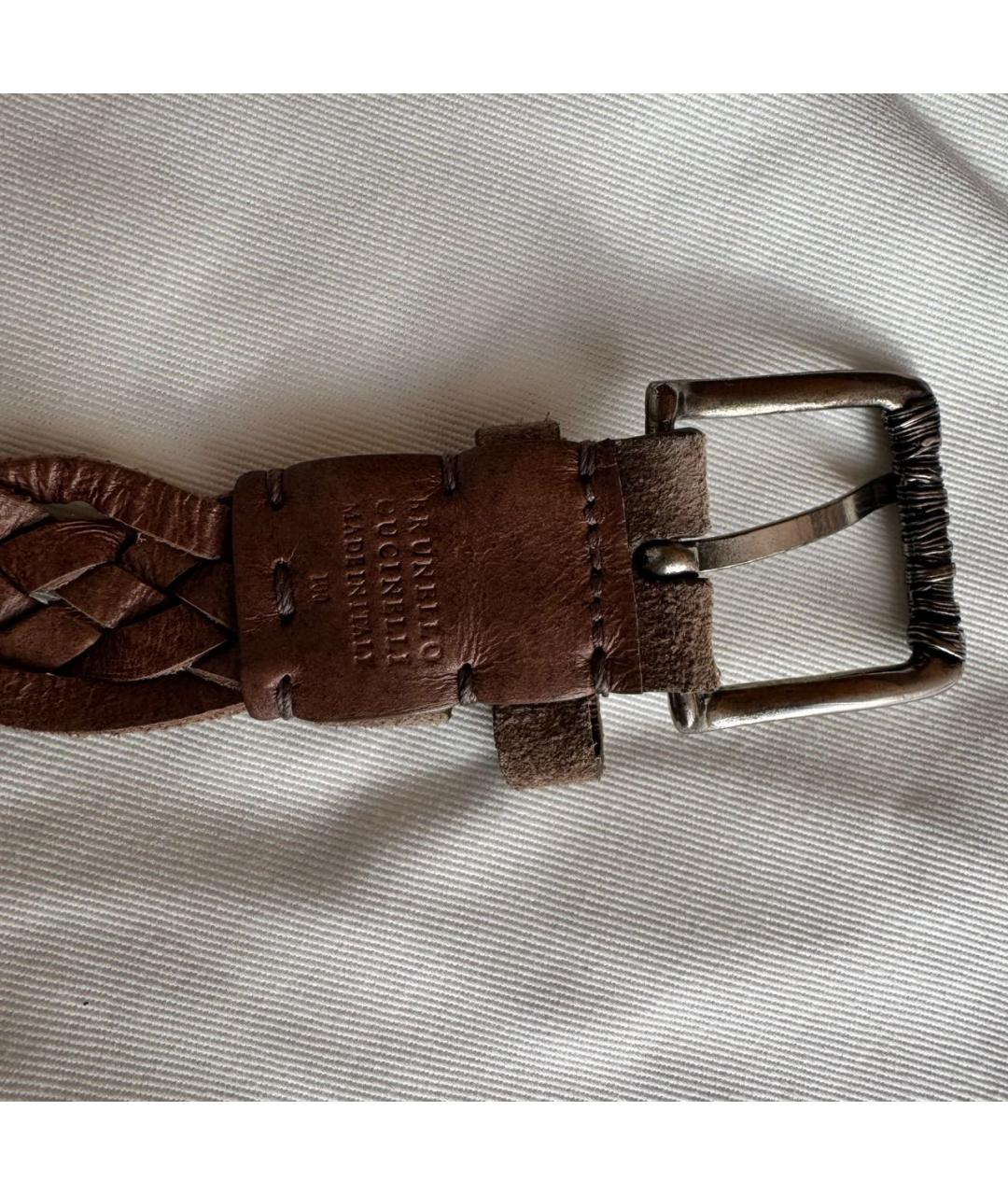 BRUNELLO CUCINELLI Бежевый кожаный ремень, фото 3