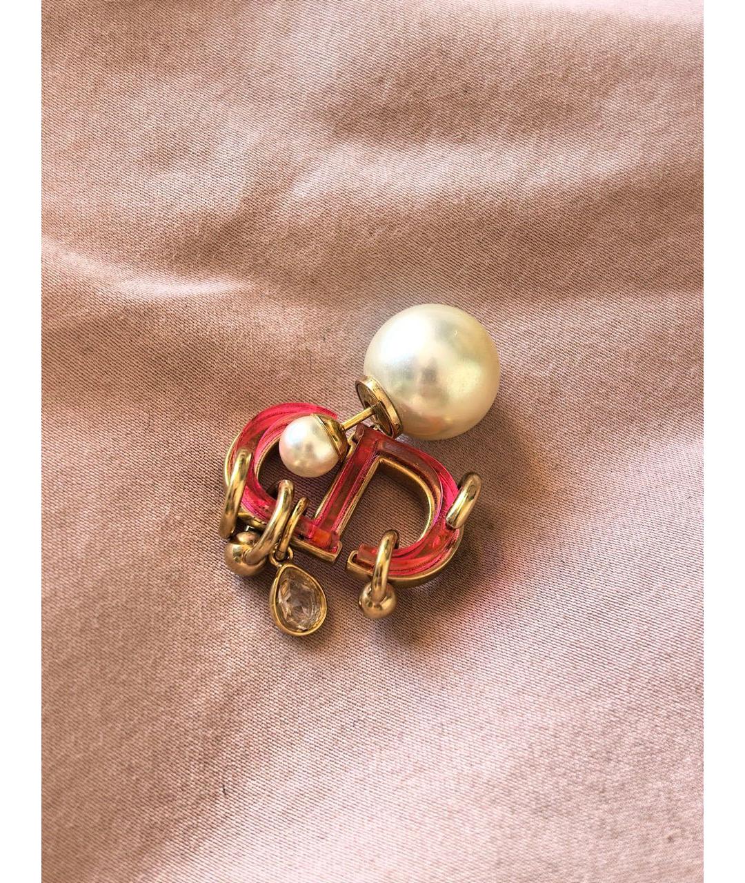 CHRISTIAN DIOR Золотые латунные серьги, фото 5