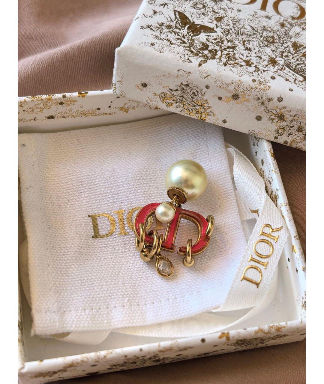 CHRISTIAN DIOR Золотые латунные серьги, фото 4