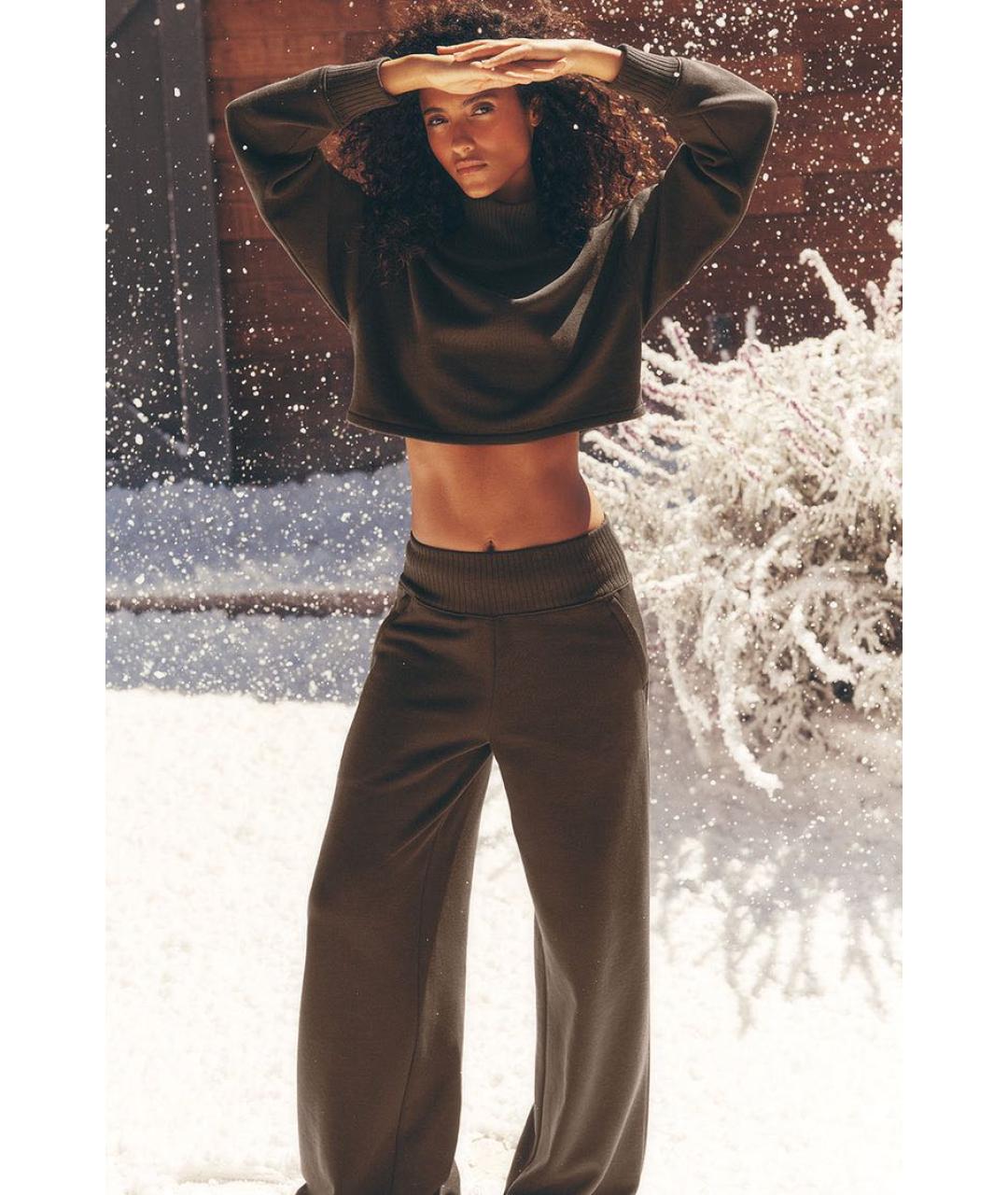 ALO YOGA Коричневые прямые брюки, фото 2