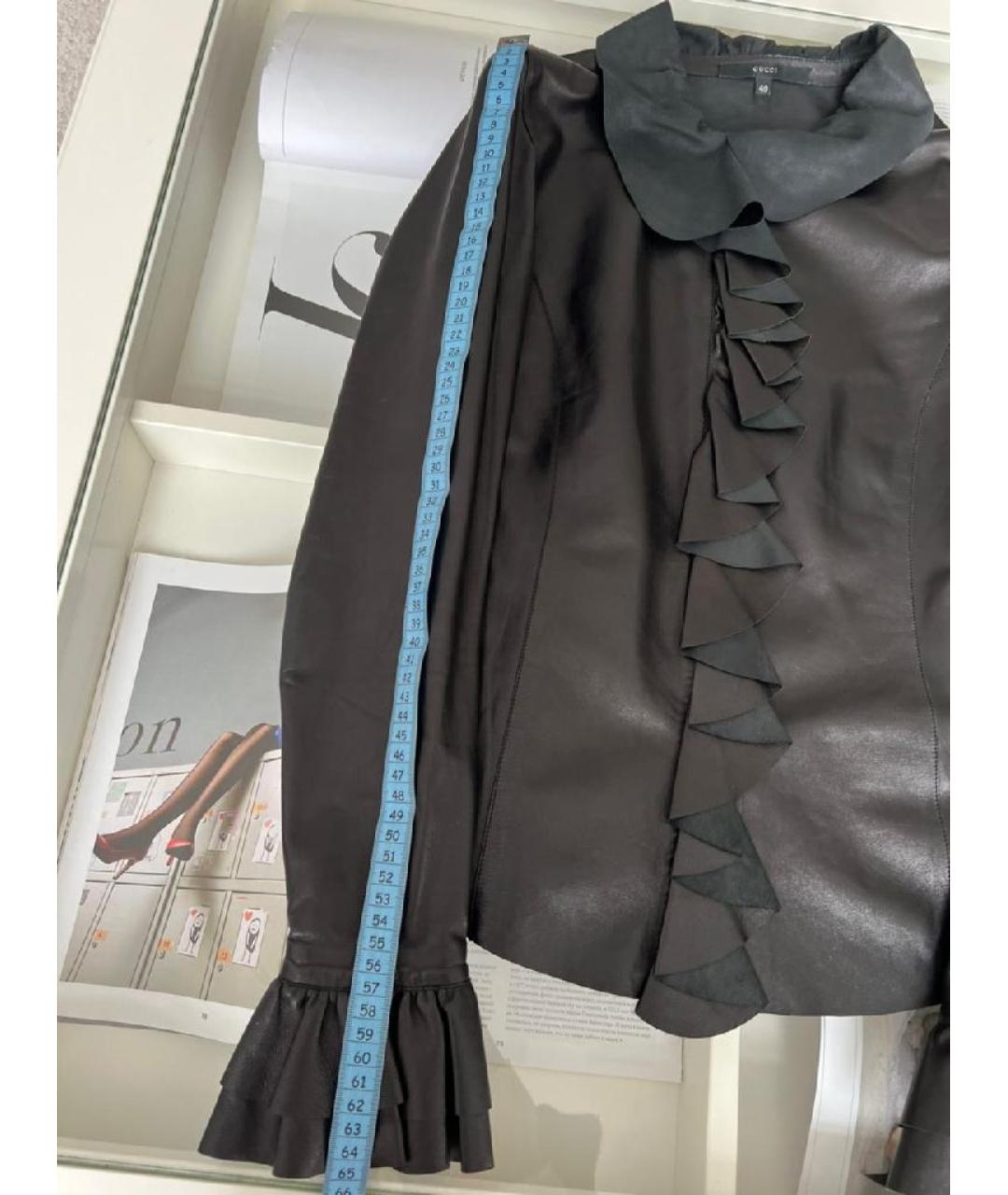 GUCCI Черная кожаная блузы, фото 6