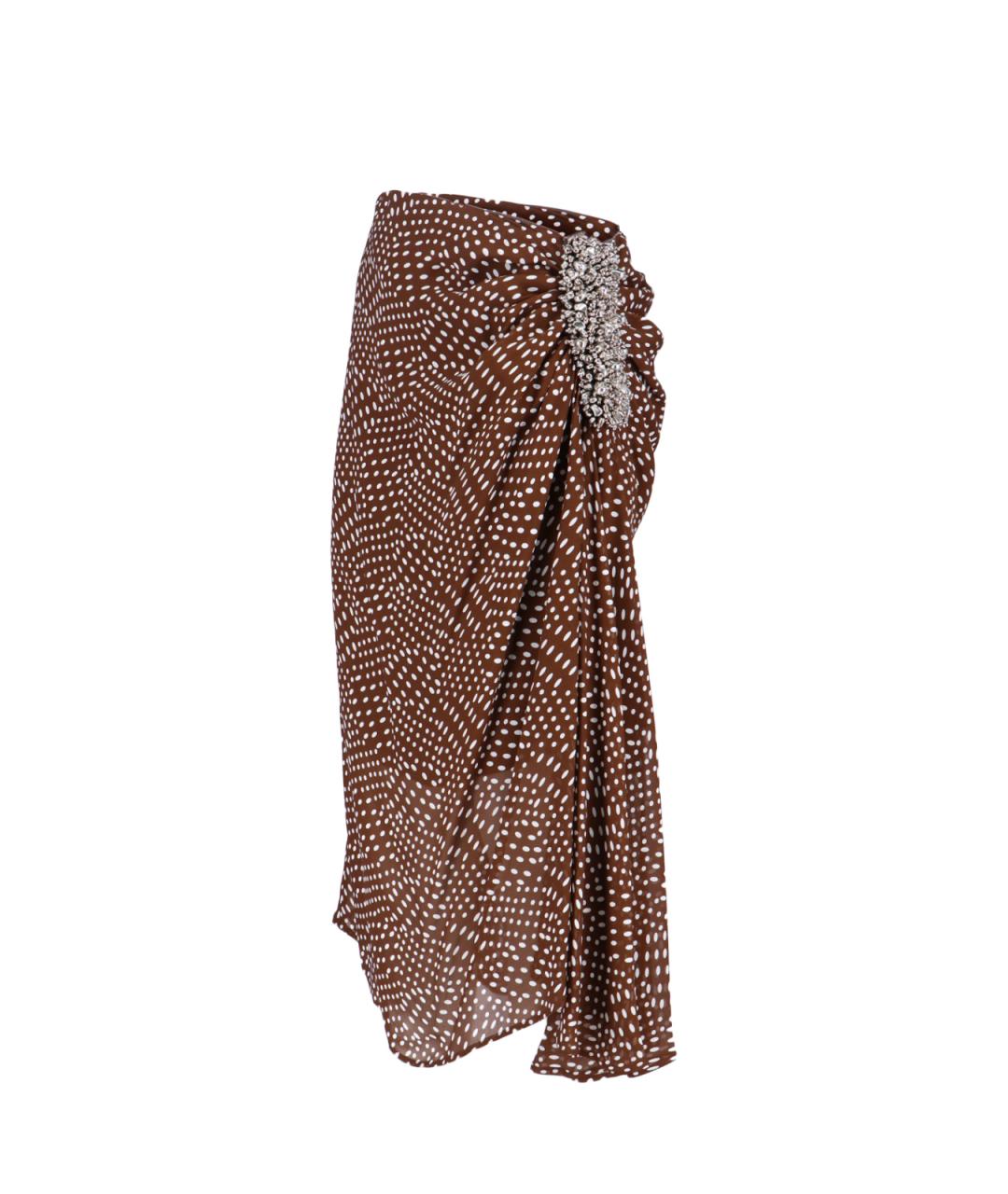 DRIES VAN NOTEN Коричневая вискозная юбка миди, фото 3