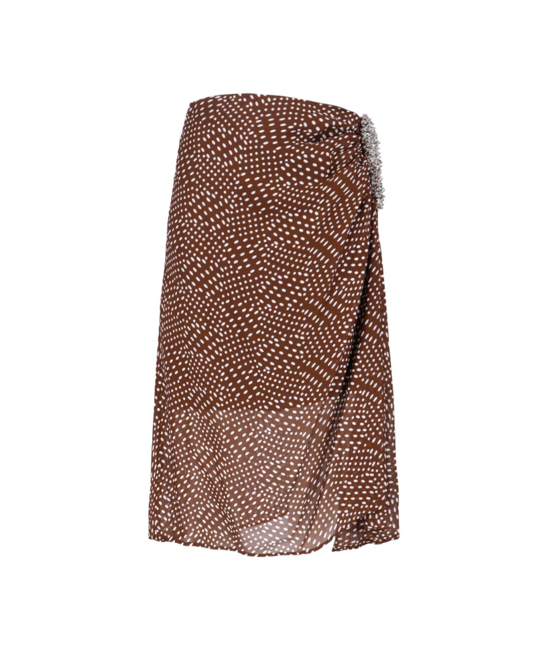 DRIES VAN NOTEN Коричневая вискозная юбка миди, фото 1