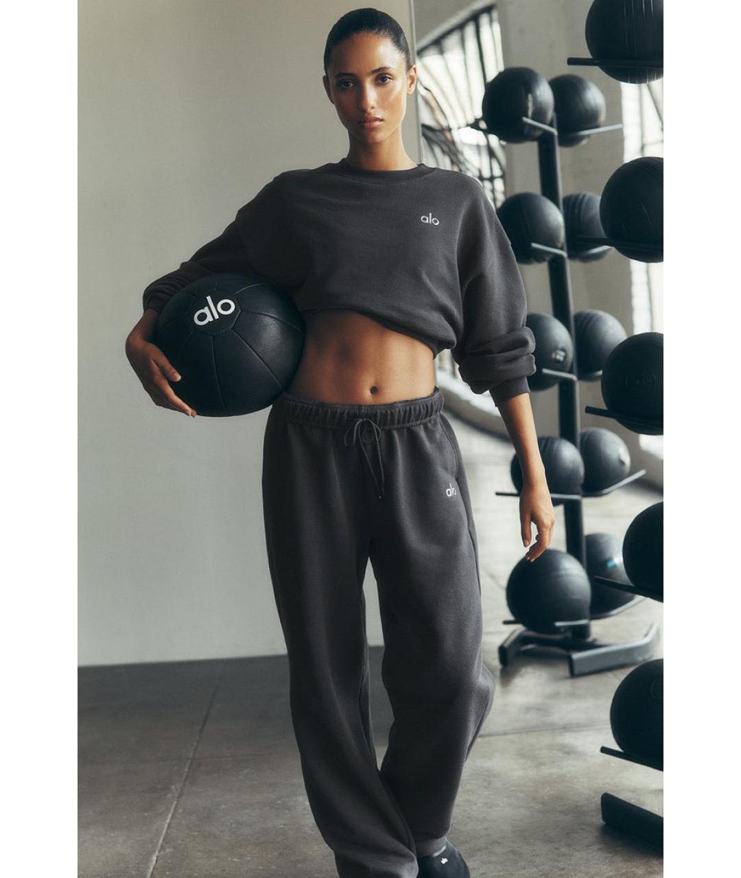 ALO YOGA Антрацитовые прямые брюки, фото 4