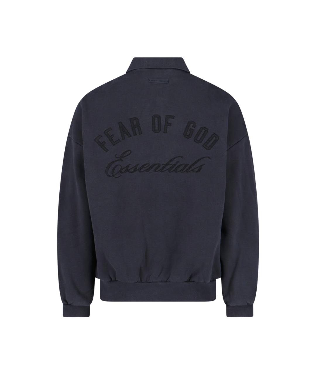 FEAR OF GOD ESSENTIALS Черное хлопковое поло с длинным рукавом, фото 2