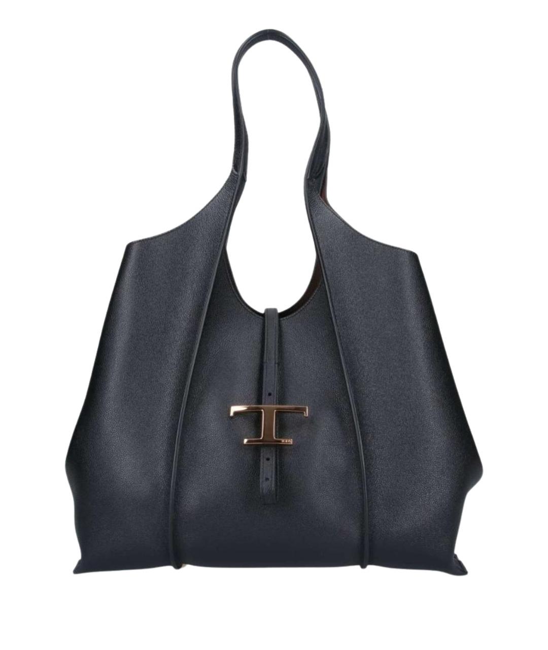 TOD'S Черная кожаная сумка тоут, фото 1