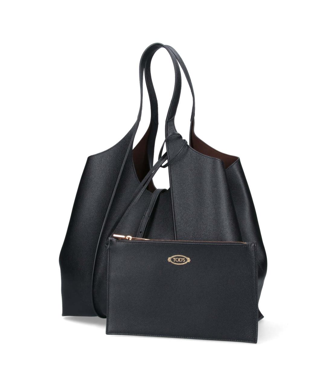 TOD'S Черная кожаная сумка тоут, фото 2
