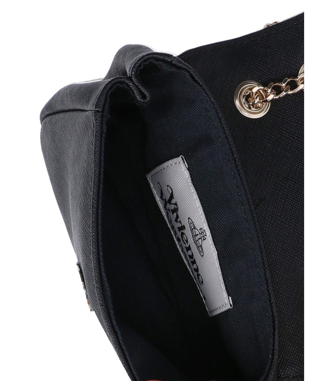 VIVIENNE WESTWOOD Черная кожаная сумка через плечо, фото 4