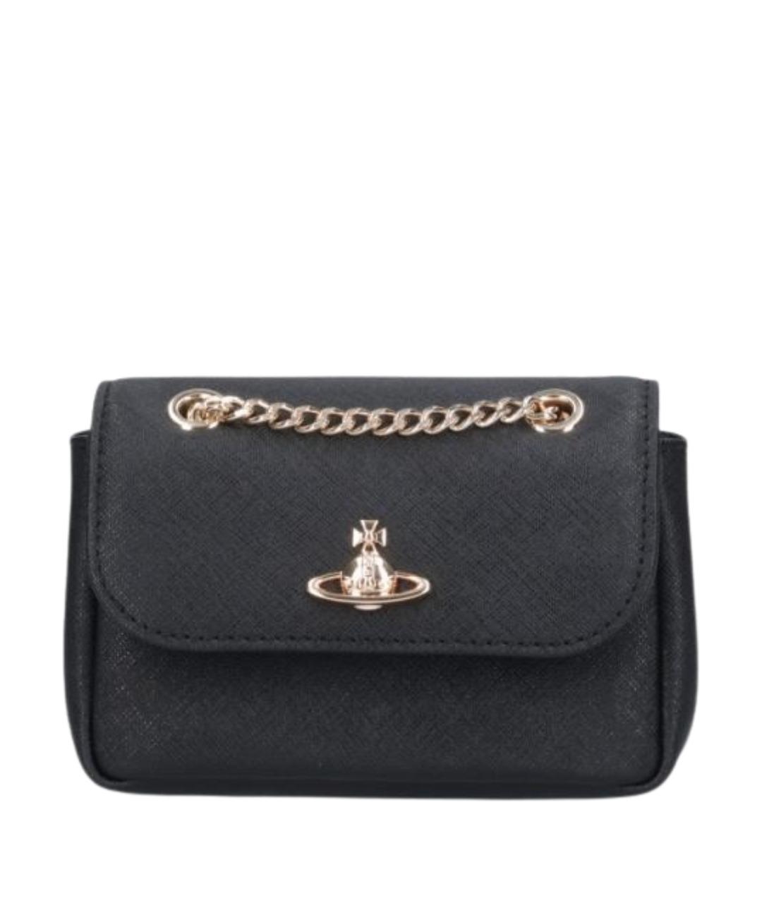 VIVIENNE WESTWOOD Черная кожаная сумка через плечо, фото 1