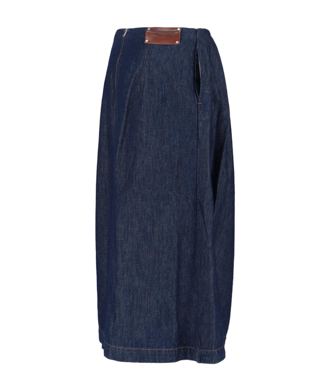 DRIES VAN NOTEN Синяя хлопковая юбка миди, фото 3