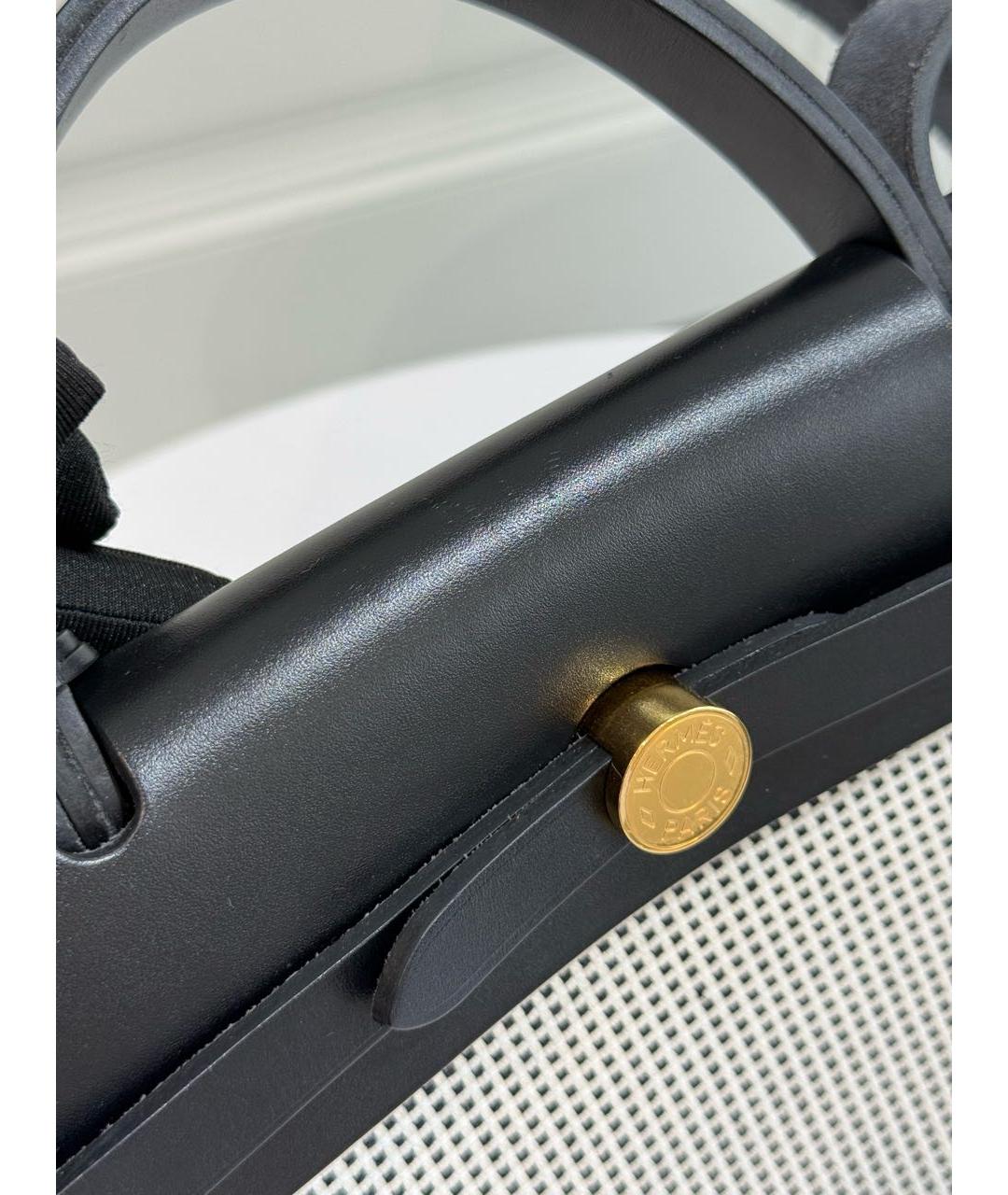 HERMES Черная тканевая сумка с короткими ручками, фото 3