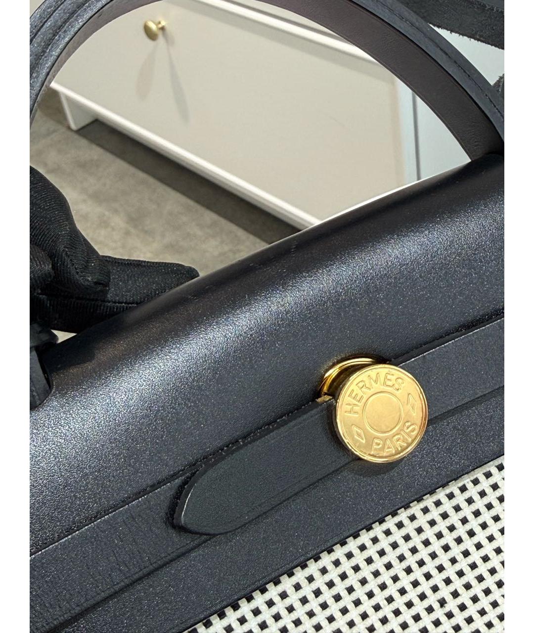 HERMES Черная тканевая сумка с короткими ручками, фото 6