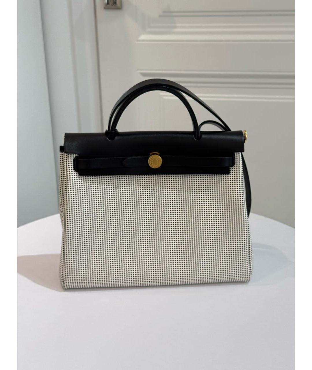 HERMES Черная тканевая сумка с короткими ручками, фото 7