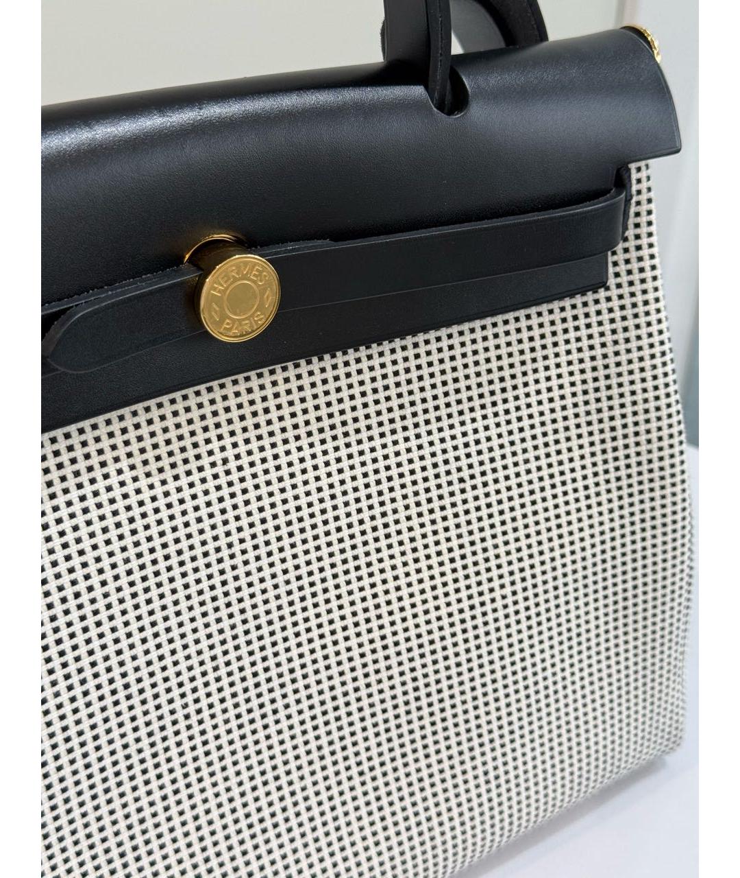 HERMES Черная тканевая сумка с короткими ручками, фото 2