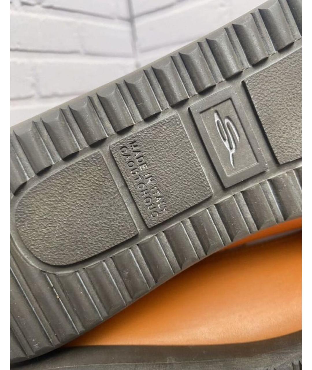 SANTONI Оранжевое кожаные низкие кроссовки / кеды, фото 7