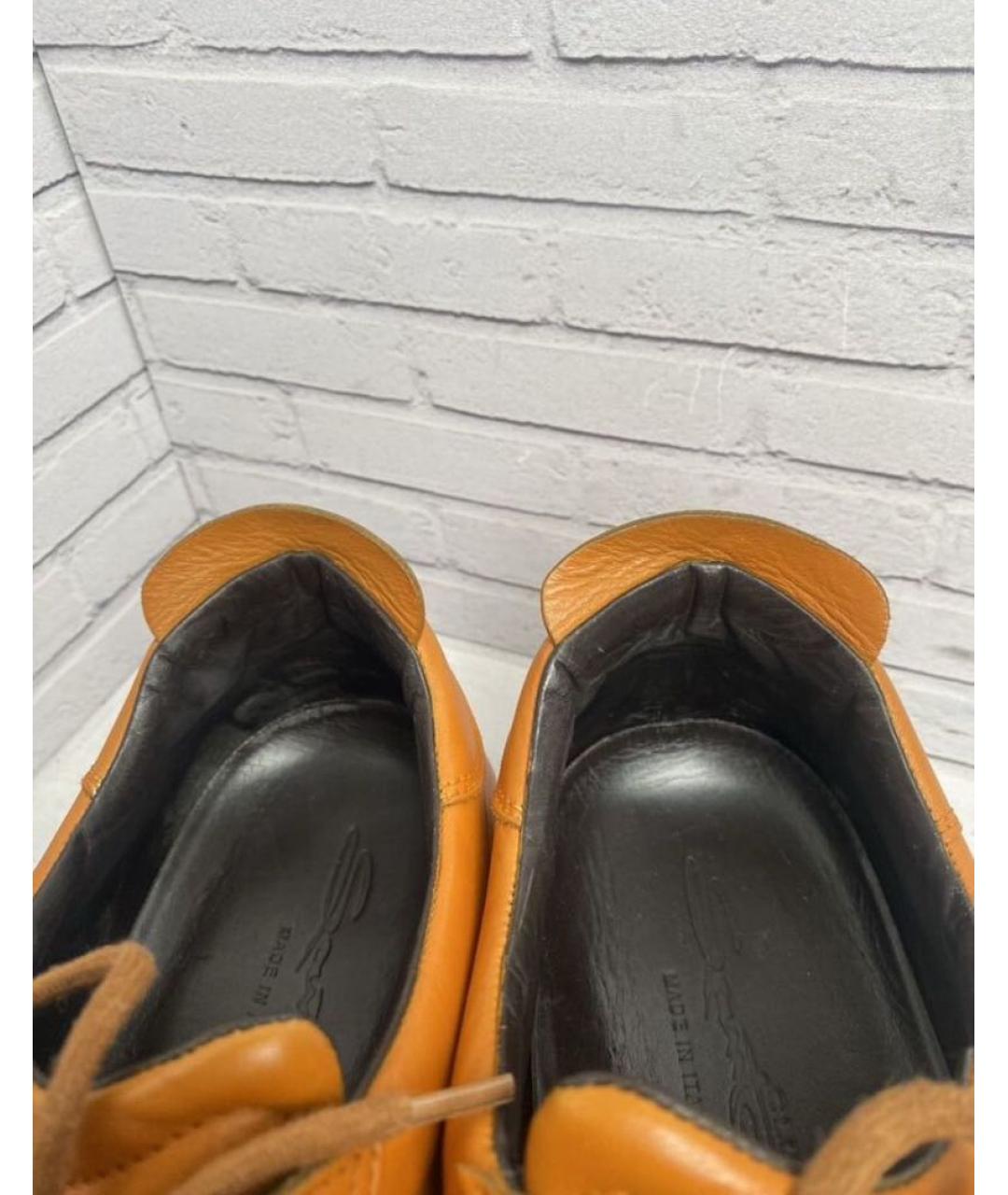 SANTONI Оранжевое кожаные низкие кроссовки / кеды, фото 6