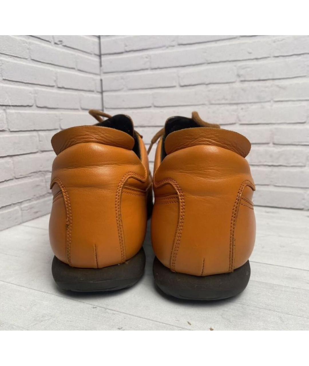 SANTONI Оранжевое кожаные низкие кроссовки / кеды, фото 4