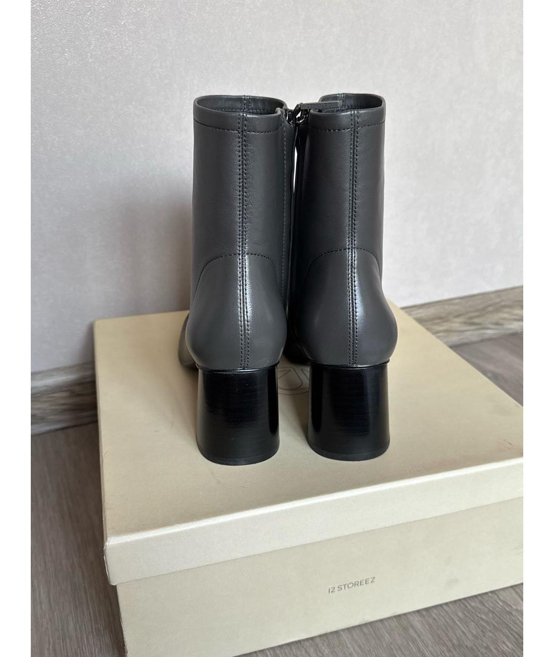 12 STOREEZ Серые кожаные ботильоны, фото 5