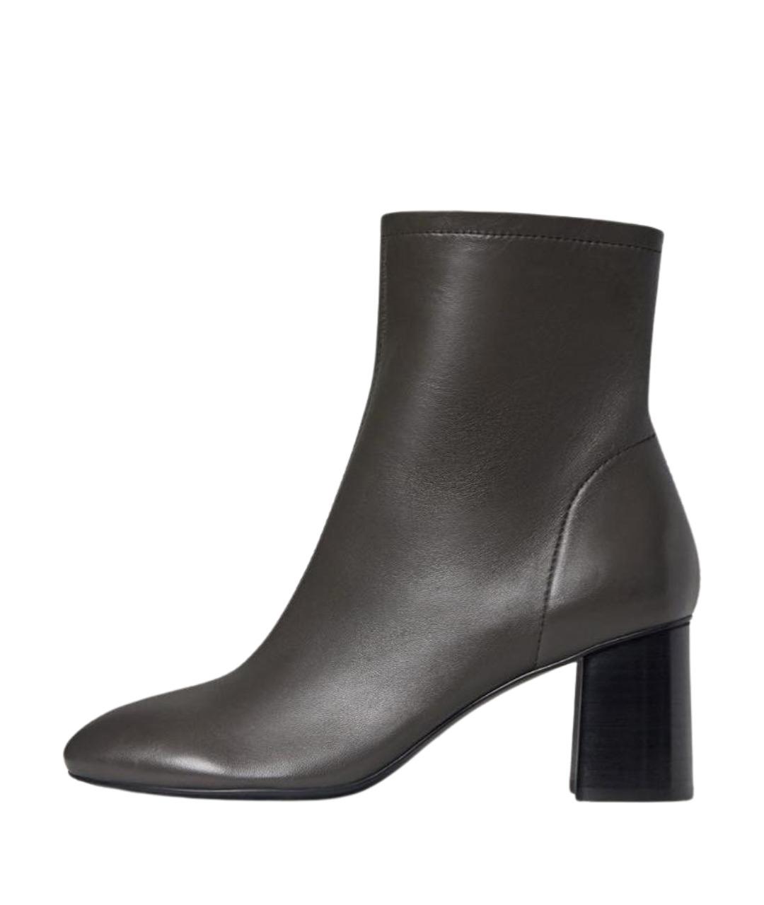 12 STOREEZ Серые кожаные ботильоны, фото 1