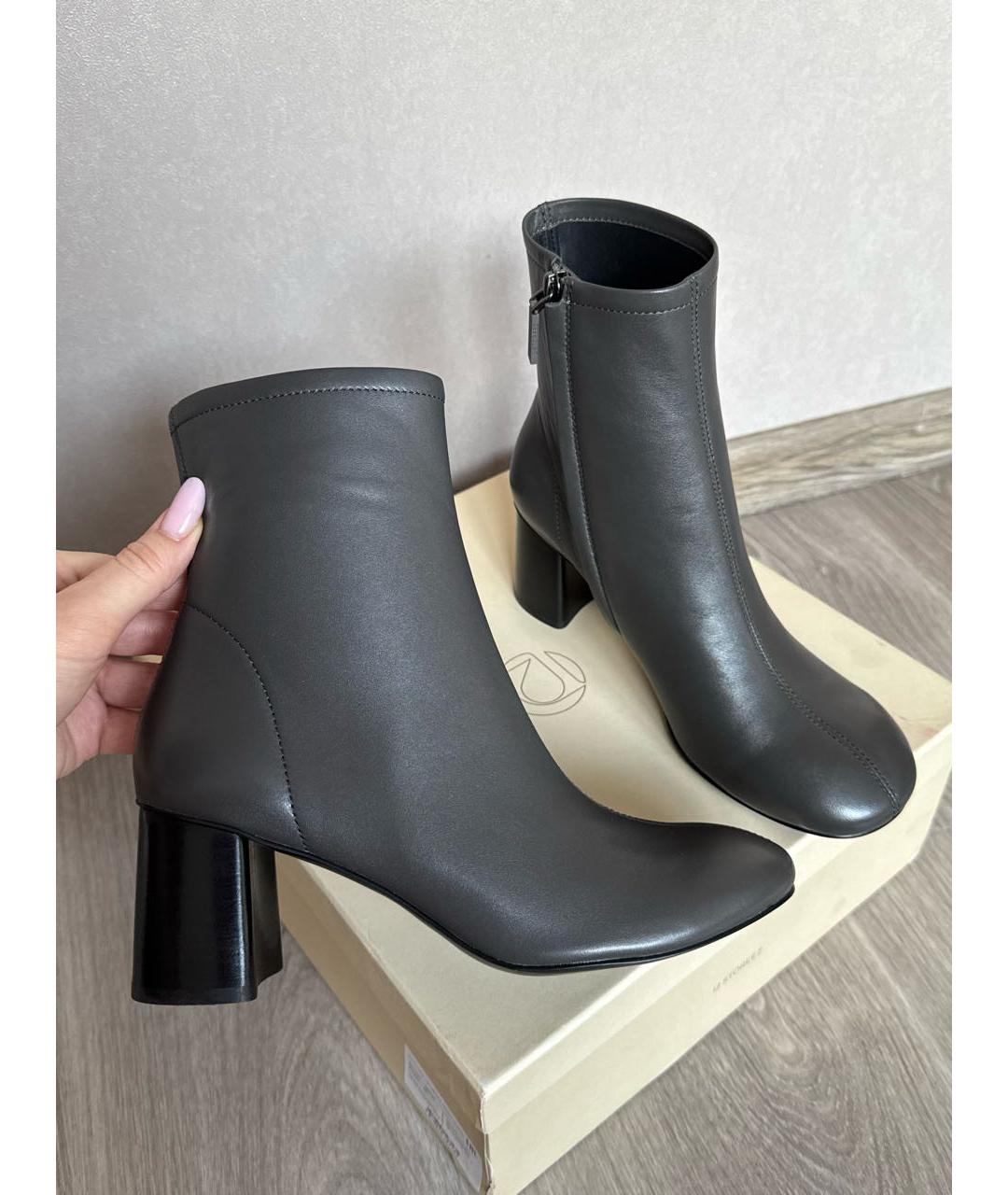 12 STOREEZ Серые кожаные ботильоны, фото 3