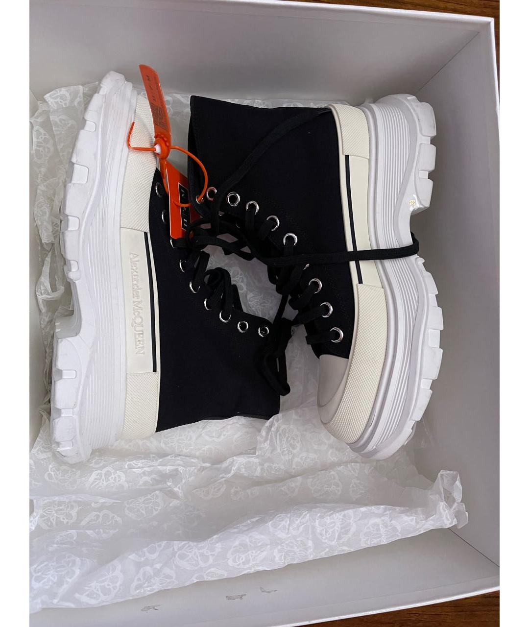 ALEXANDER MCQUEEN Черные текстильные ботинки, фото 3