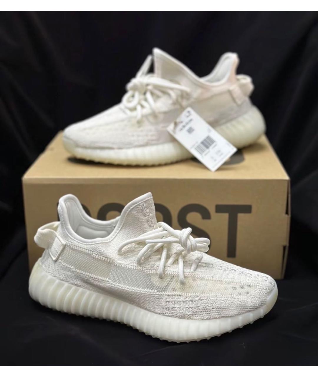 ADIDAS YEEZY Белые текстильные низкие кроссовки / кеды, фото 2