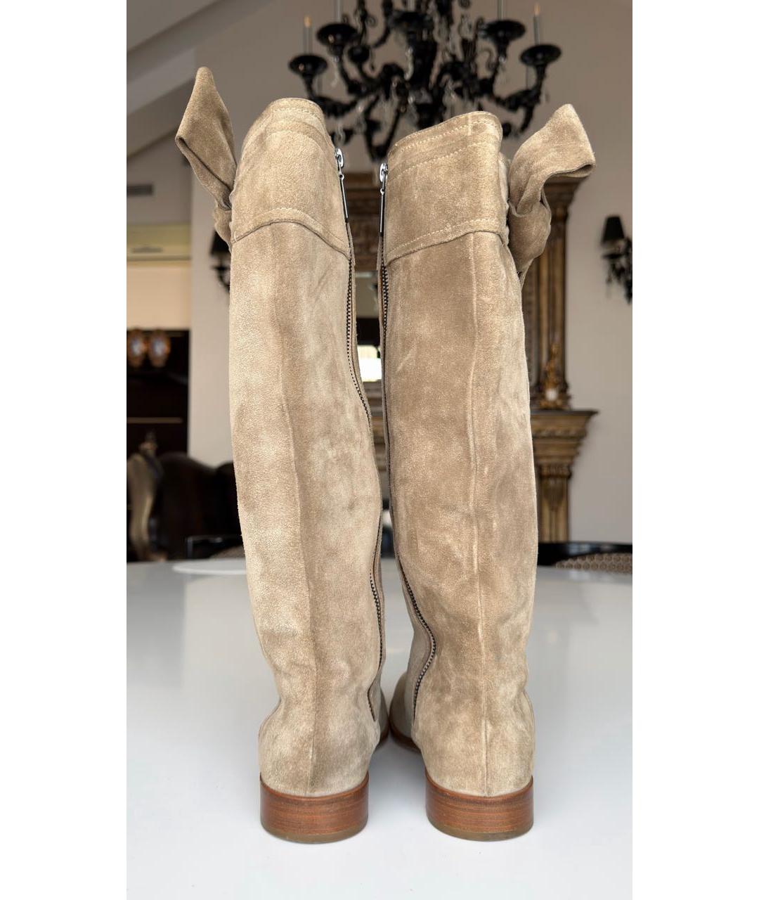 CHRISTIAN DIOR Бежевые замшевые сапоги, фото 4