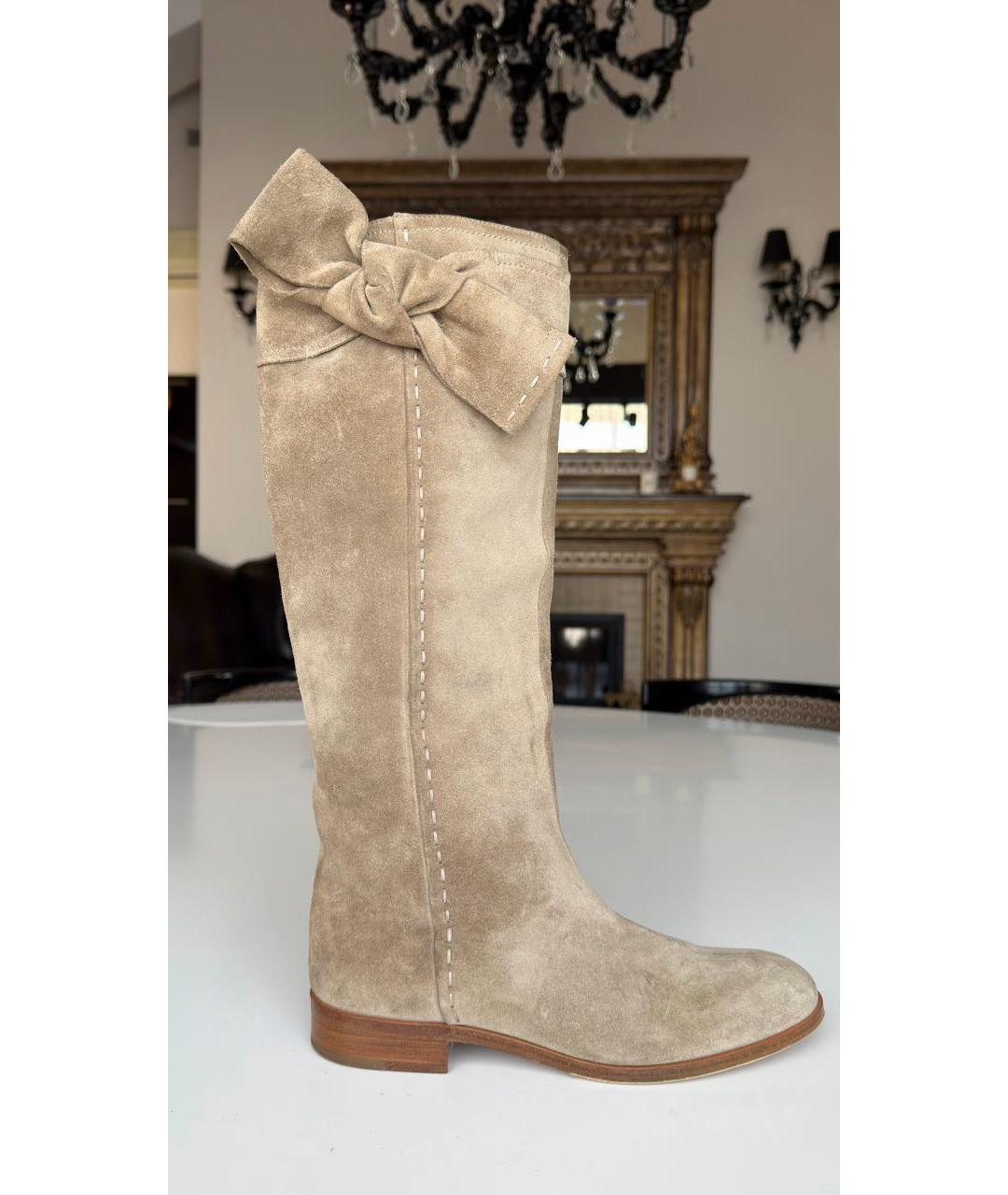 CHRISTIAN DIOR Бежевые замшевые сапоги, фото 6