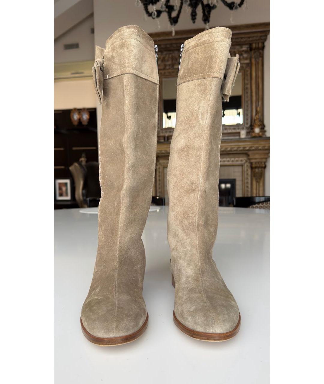 CHRISTIAN DIOR Бежевые замшевые сапоги, фото 2