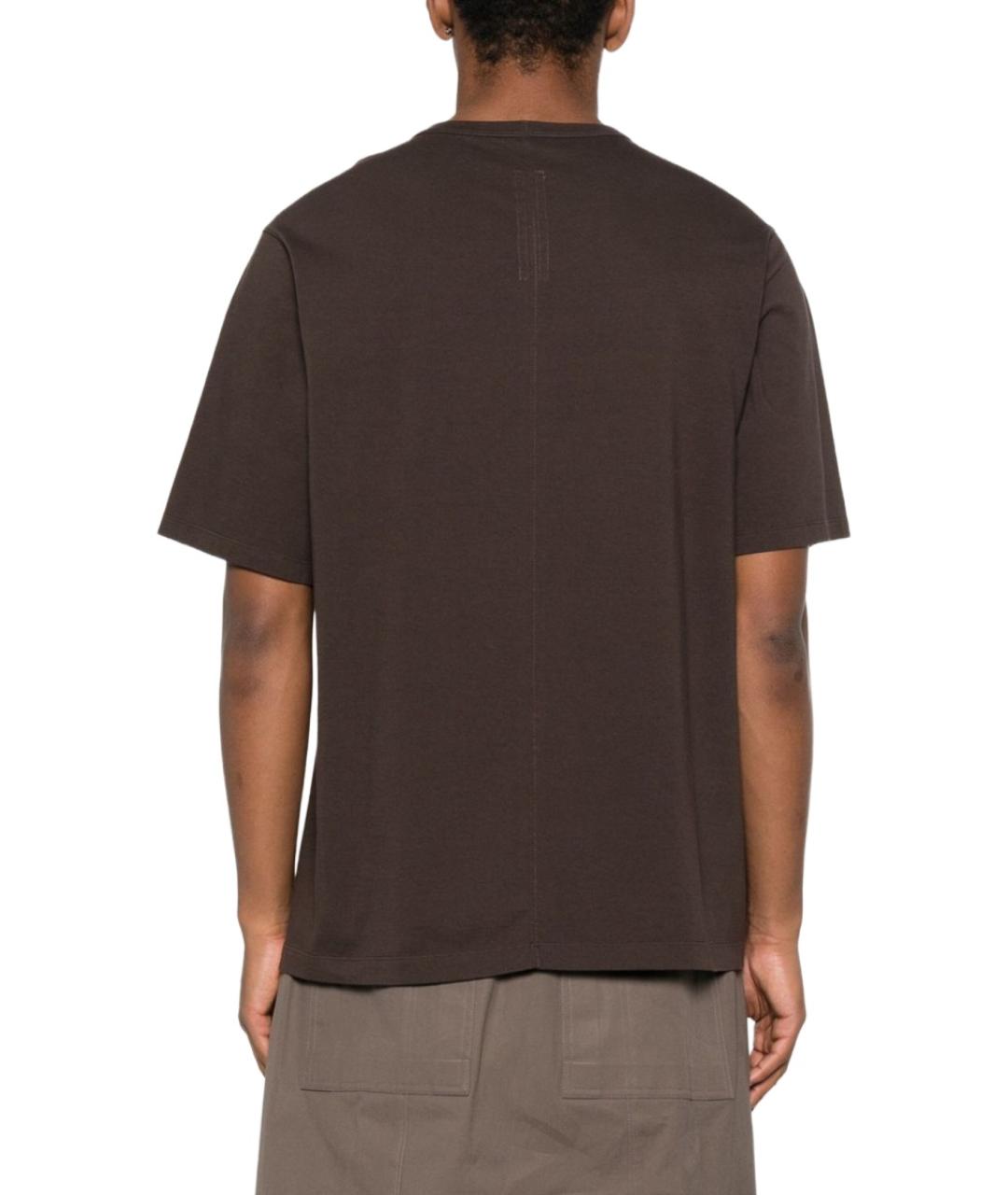 RICK OWENS Коричневая хлопковая футболка, фото 3