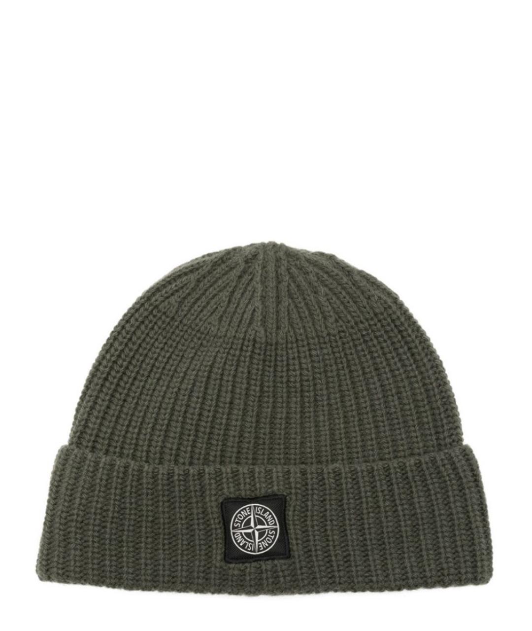 STONE ISLAND Хаки шерстяная шапка, фото 1