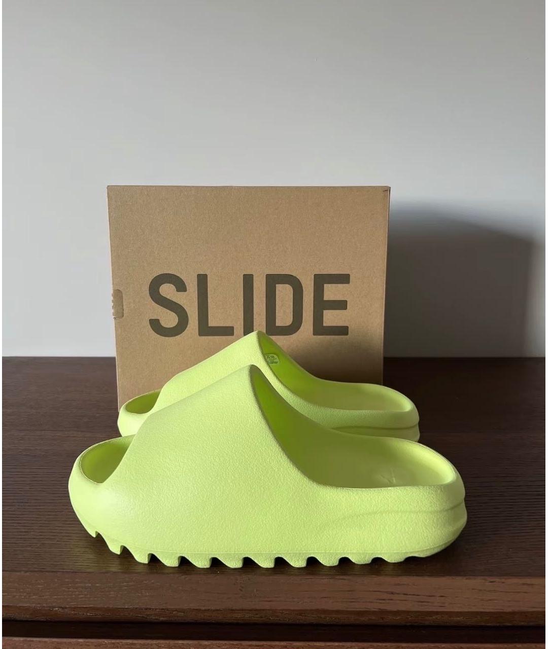 ADIDAS YEEZY Салатовые резиновые шлепанцы, фото 2